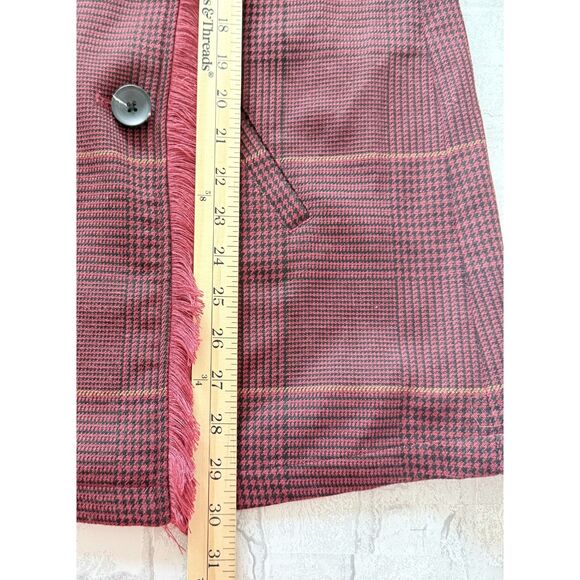 Laurie Felt Zoe Plaid Knit Fringe Trim Button Front Wrap Clueless Preppy Coat S - Picture 5 of 12